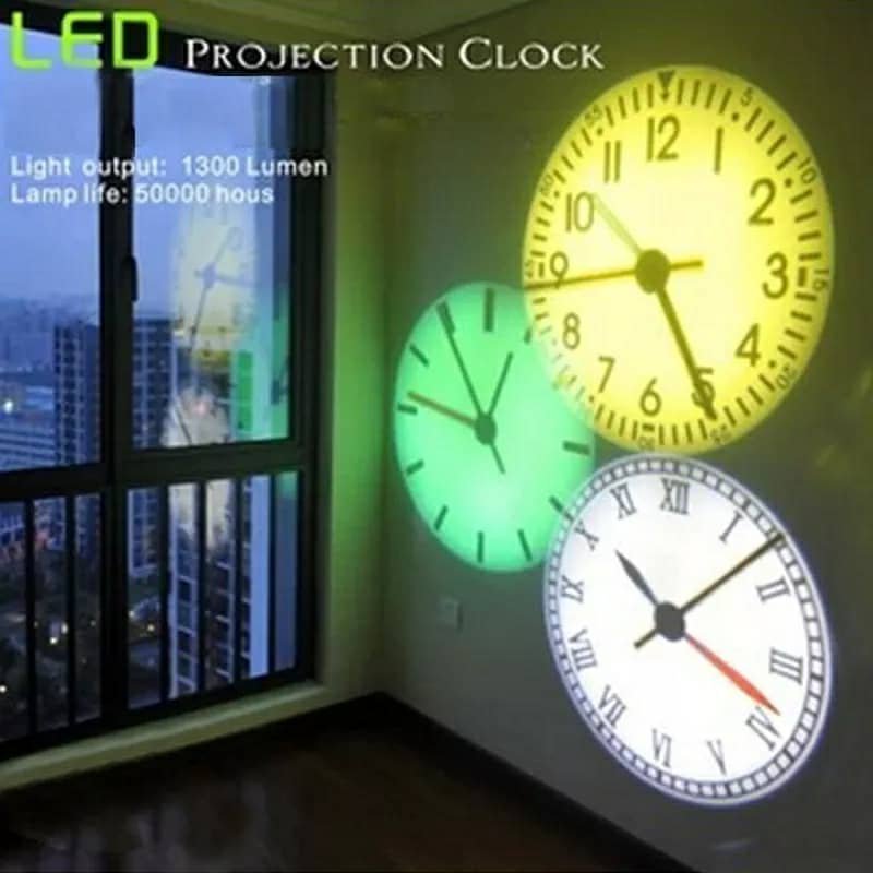 Projecteur horloge mural HD Rotation à 180 degrés 2 mode et 4 couleur - الصورة 5