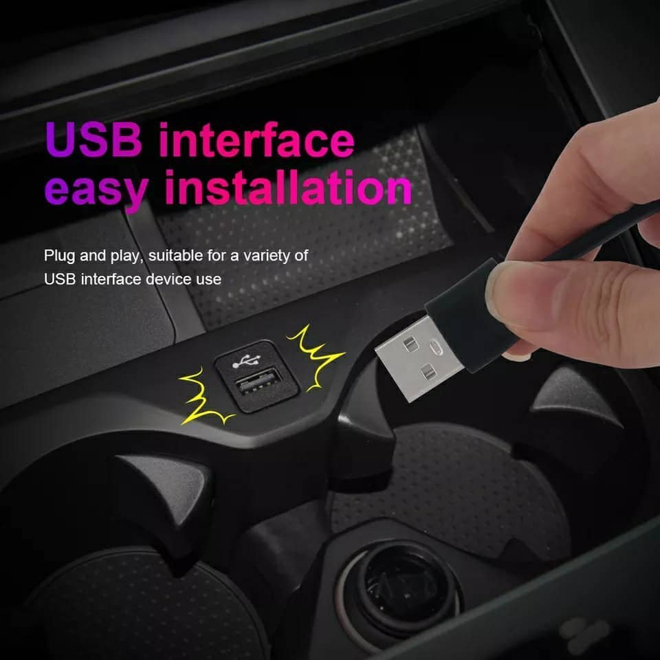 Bande lumineuse Fibre optique Led fluo RGB USB pour intérieur de voiture - الصورة 6
