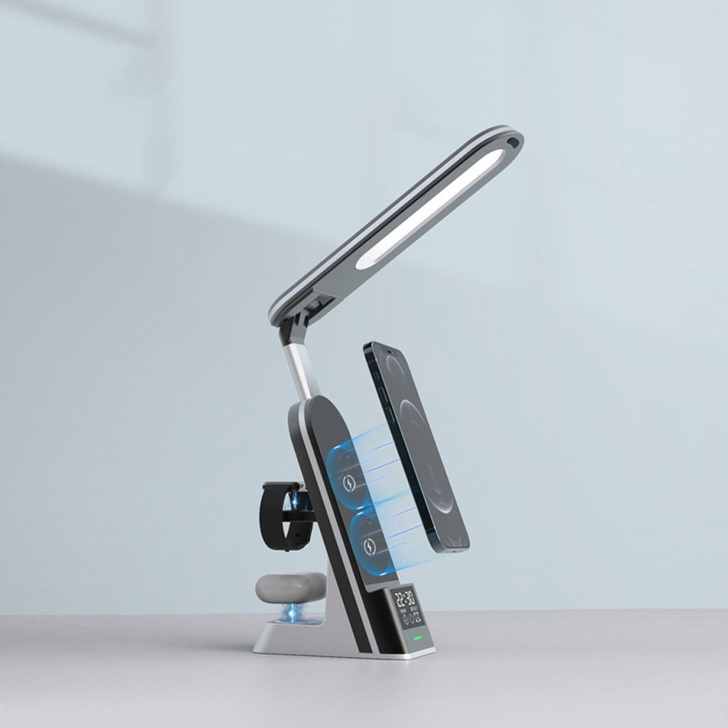 Réveil Multifonction Lampe de Table LED 15W Support de Chargeur sans Fil - الصورة 4