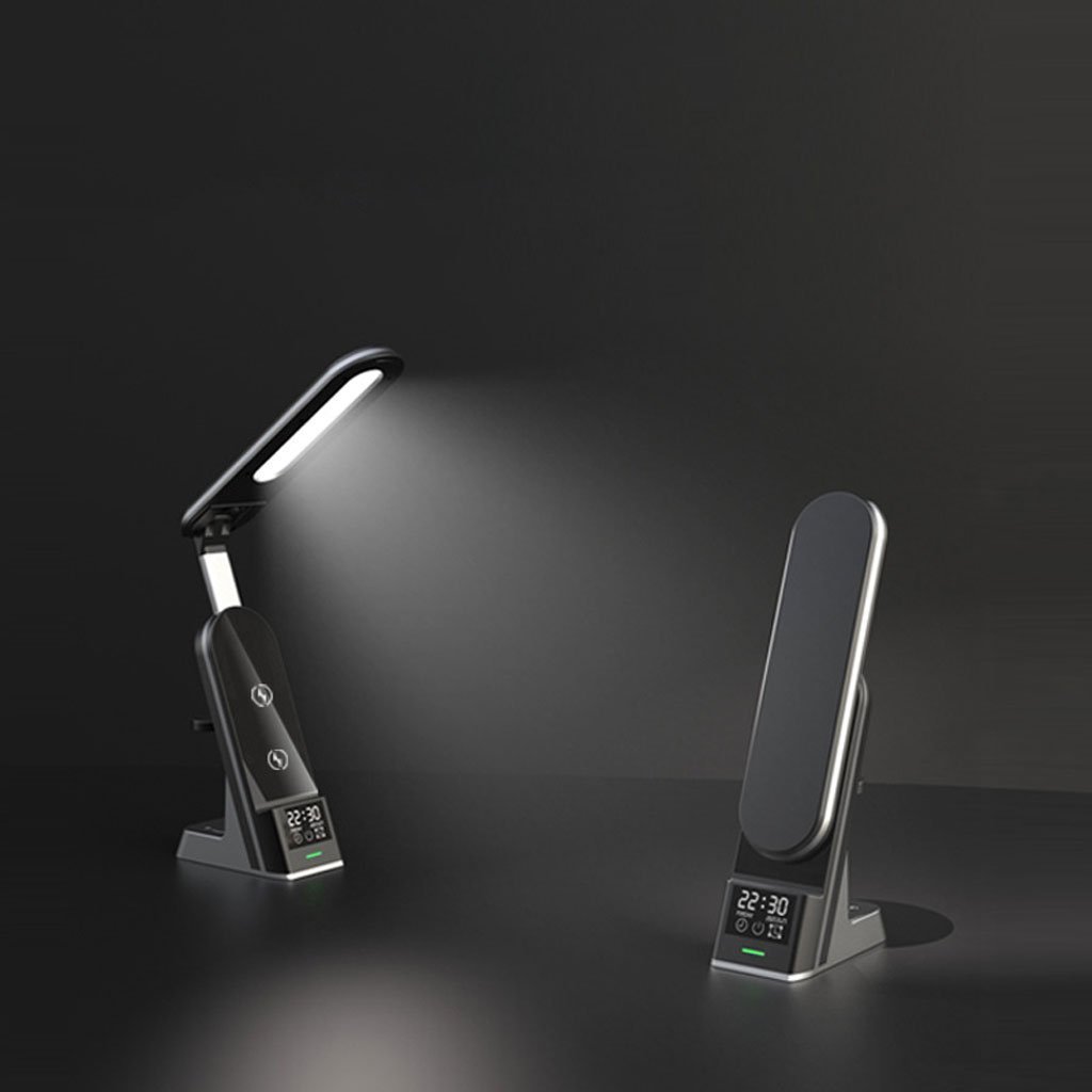 Réveil Multifonction Lampe de Table LED 15W Support de Chargeur sans Fil - الصورة 3