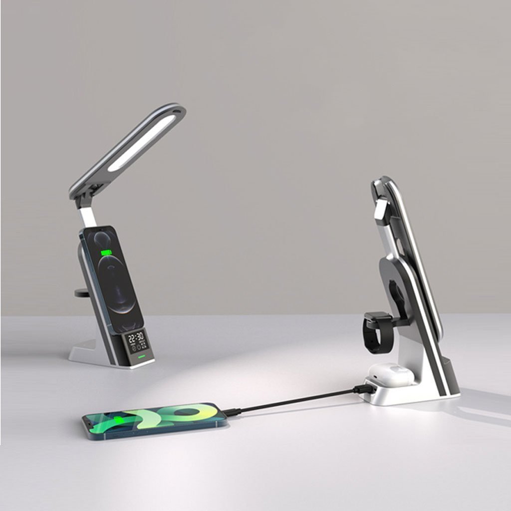 Réveil Multifonction Lampe de Table LED 15W Support de Chargeur sans Fil - الصورة 2
