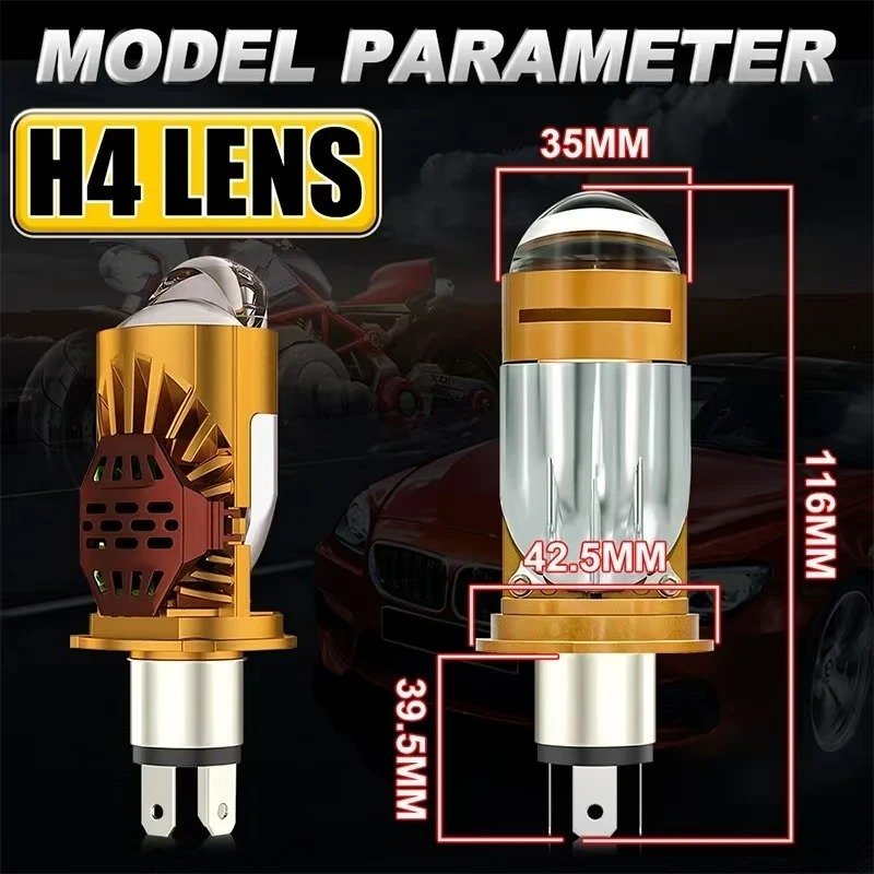 Ampoule LED H4 Moto Avec Mini Lentille Projecteur - Double Faisceau Ultra-Puissant 42W - مصباح للدراجات النارية مع عدسة قوة 42 واط - الصورة 10