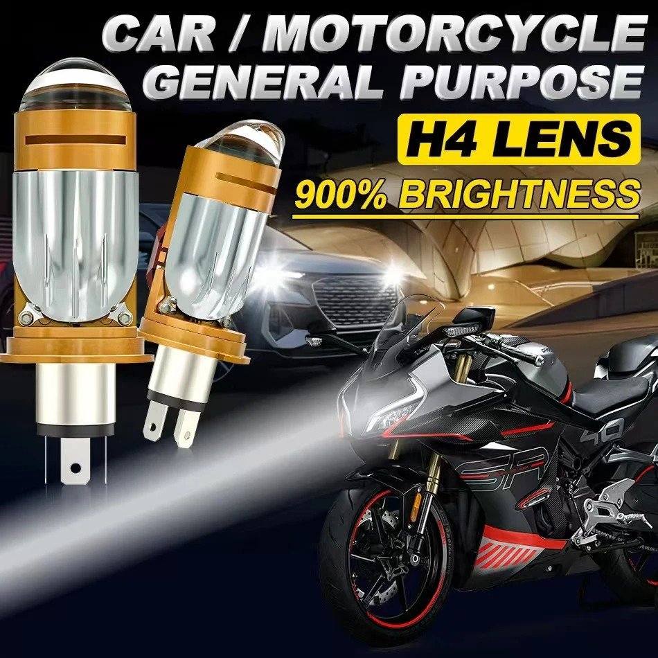 Ampoule LED H4 Moto Avec Mini Lentille Projecteur - Double Faisceau Ultra-Puissant 42W - مصباح للدراجات النارية مع عدسة قوة 42 واط - الصورة 9