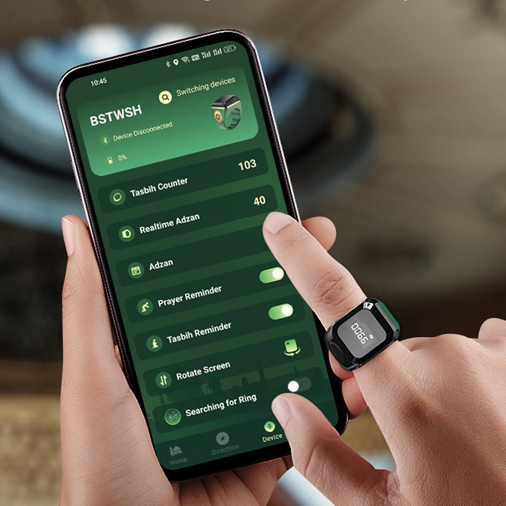 ⁦Anneau de Zikr Intelligent avec Bluetooth Ecran OLED - خاتم التسبيح الذكي يعمل مع تطبيق بلوتوث⁩ - الصورة ⁦14⁩