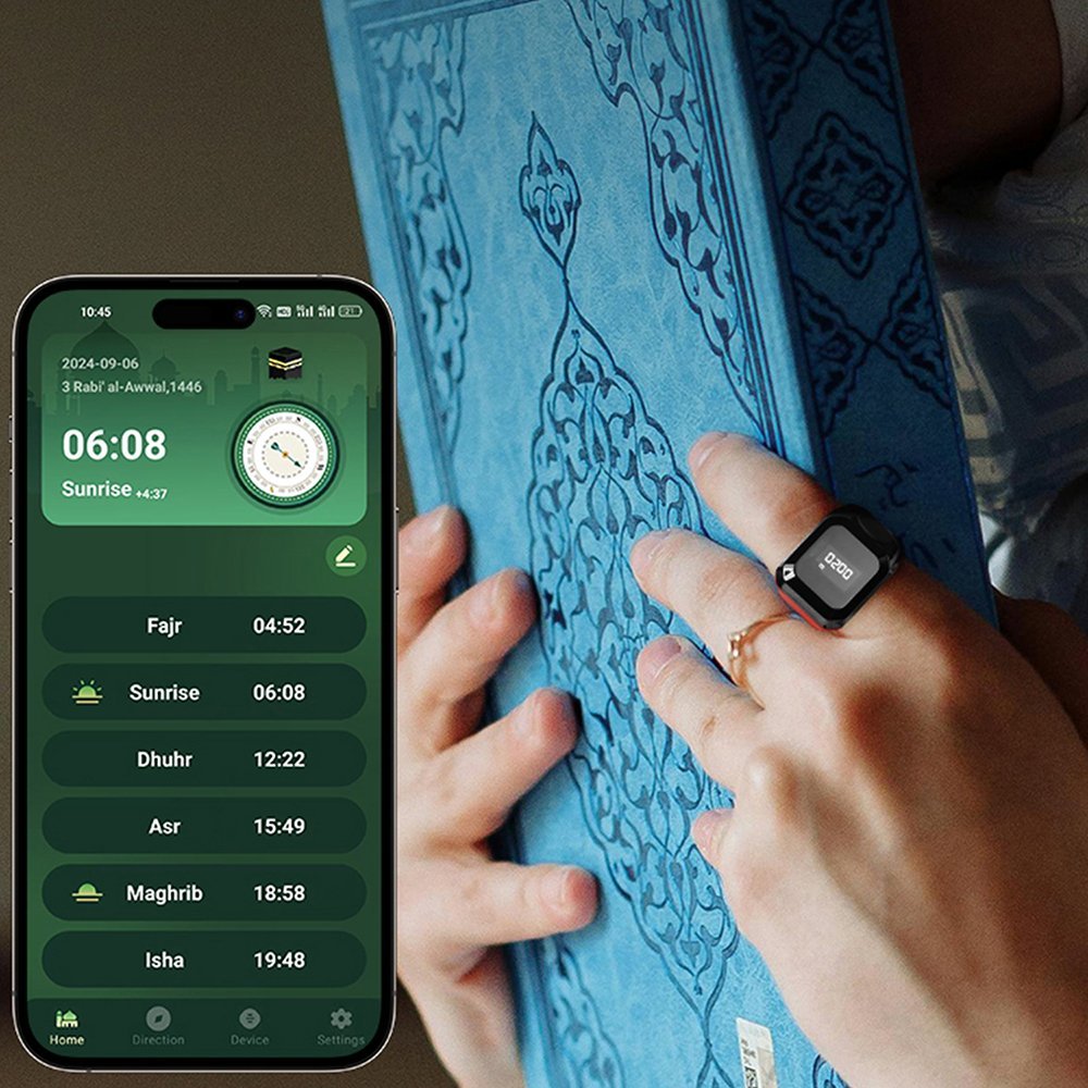⁦Anneau de Zikr Intelligent avec Bluetooth Ecran OLED - خاتم التسبيح الذكي يعمل مع تطبيق بلوتوث⁩ - الصورة ⁦2⁩