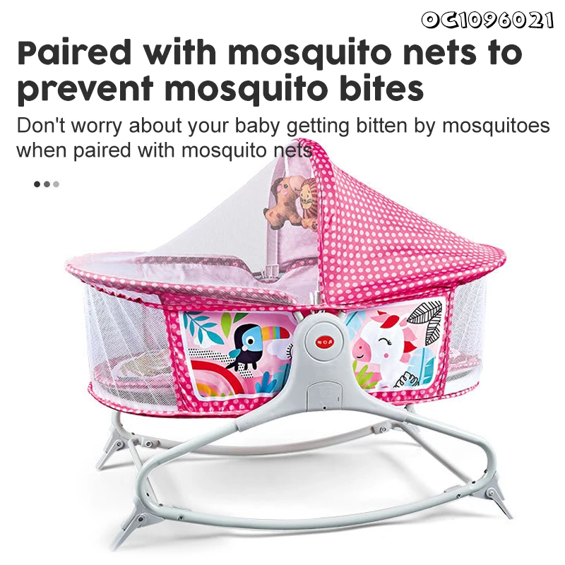 Bassinet Berceau, Lit à bascule avec tapis 2en1, sons et vibrations pour Bébé - سرير أطفال هزاز مع حصيرة - الصورة 10
