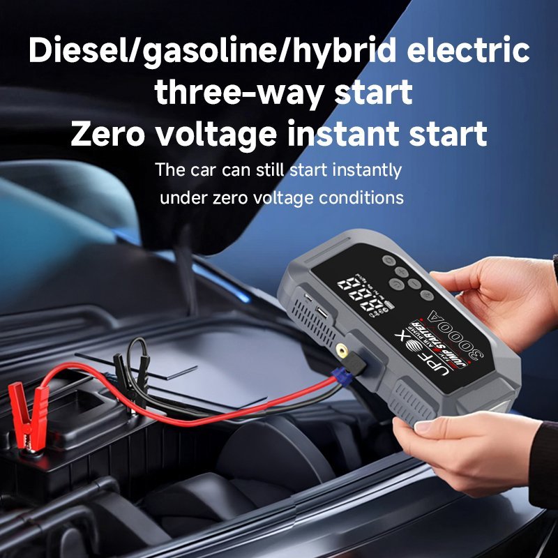 Booster Batterie et Compresseur d'Air Intelligent 12V avec Écran LCD CTC-936T - مقلع بطارية السيارة وجهاز الطوارئ المتكامل 2 في 1 مع مضخة هواء ذكية وشاشة رقمية - الصورة 8
