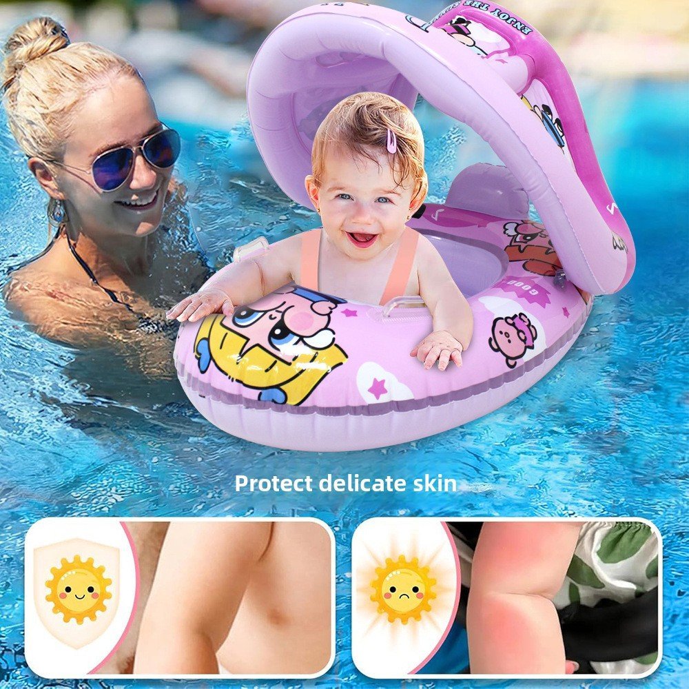 ⁦Bouée de natation gonflable pour bébé avec toit V2 - عوامة أطفال مع مظلة⁩ - الصورة ⁦3⁩