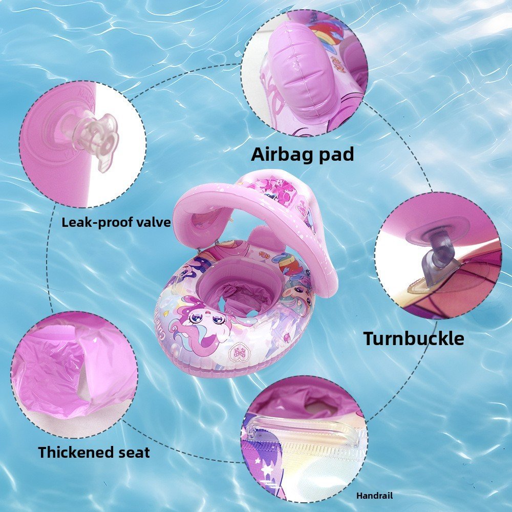 ⁦Bouée de natation gonflable pour bébé avec toit V2 - عوامة أطفال مع مظلة⁩ - الصورة ⁦5⁩