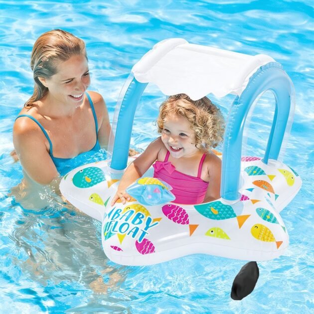 Bouée Siège Gonflable pour Bébé avec Parasol Anti-UV - Design Voiture INTEX 56573NP - عوامة السباحة المنفوخة للأطفال والرضع مع مظلة واقية من الشمس