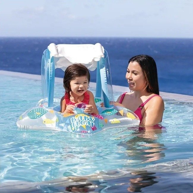 ⁦Bouée Siège Gonflable pour Bébé avec Parasol Anti-UV - Design Voiture INTEX 56573NP - عوامة السباحة المنفوخة للأطفال والرضع مع مظلة واقية من الشمس⁩ - الصورة ⁦5⁩