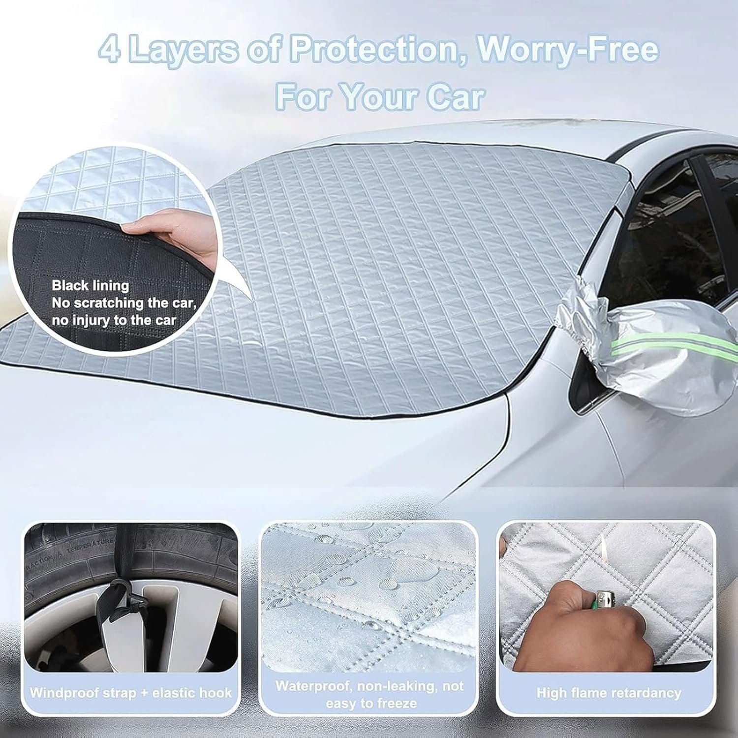 Couverture de Pare-brise Magnetique pour Voiture Toute Saison - غطاء الزجاج الأمامي للسيارة متعدد الفصول - الصورة 11