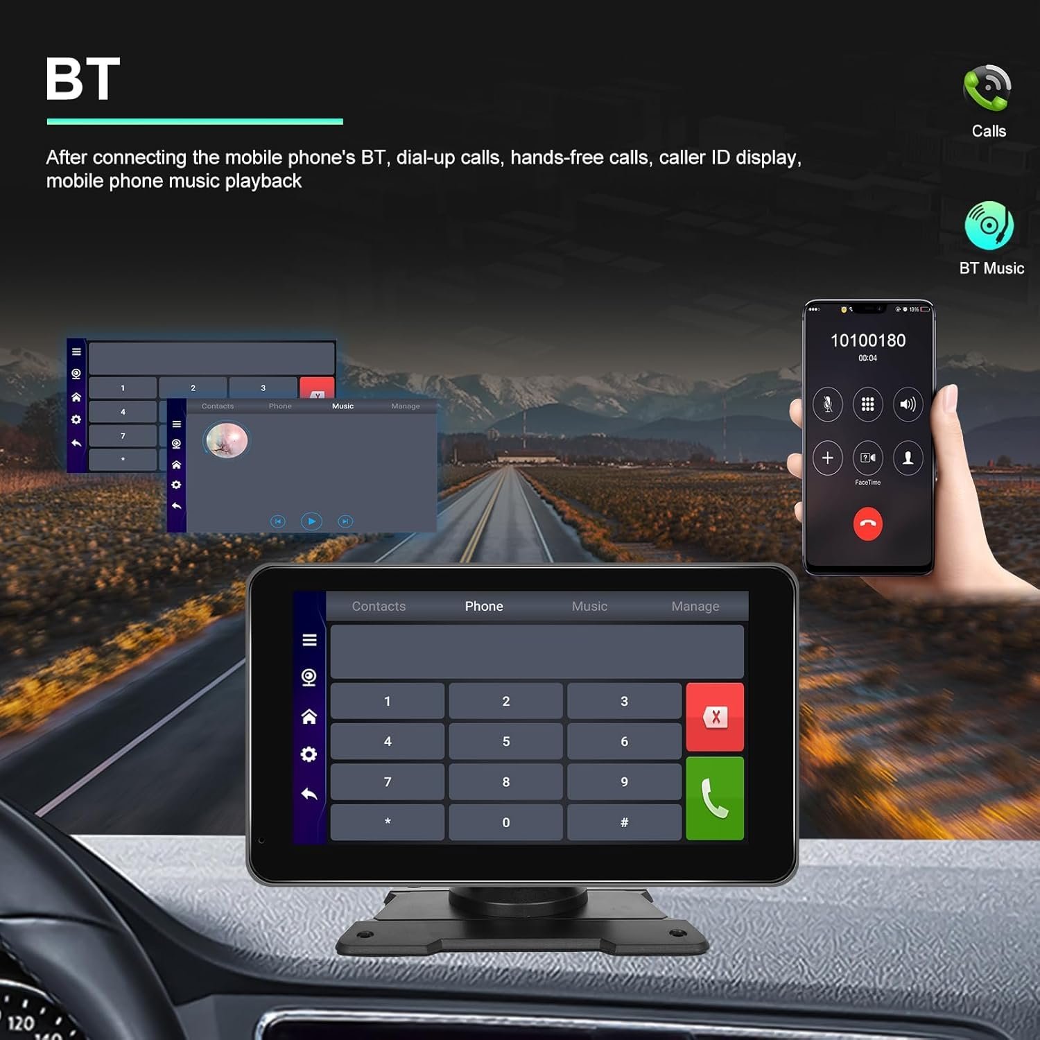 ⁦Écran Autoradio Portable 7P Tactile - CarPlay et Android Auto - شاشة السيارة الذكية المحمولة 7 بوصة تدعم كربلاي وأندرويد أوتو⁩ - الصورة ⁦2⁩