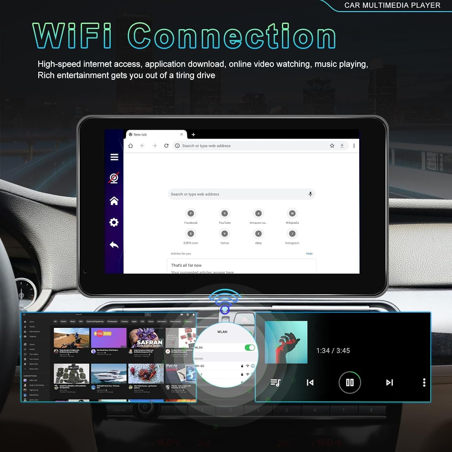 ⁦Écran Autoradio Portable 7P Tactile - CarPlay et Android Auto - شاشة السيارة الذكية المحمولة 7 بوصة تدعم كربلاي وأندرويد أوتو⁩ - الصورة ⁦4⁩