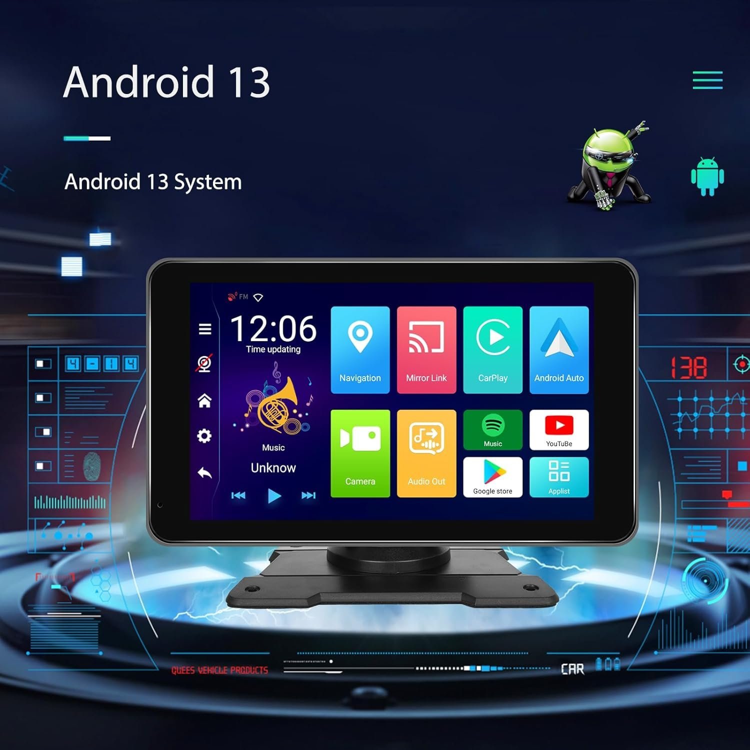 ⁦Écran Autoradio Portable 7P Tactile - CarPlay et Android Auto - شاشة السيارة الذكية المحمولة 7 بوصة تدعم كربلاي وأندرويد أوتو⁩ - الصورة ⁦5⁩