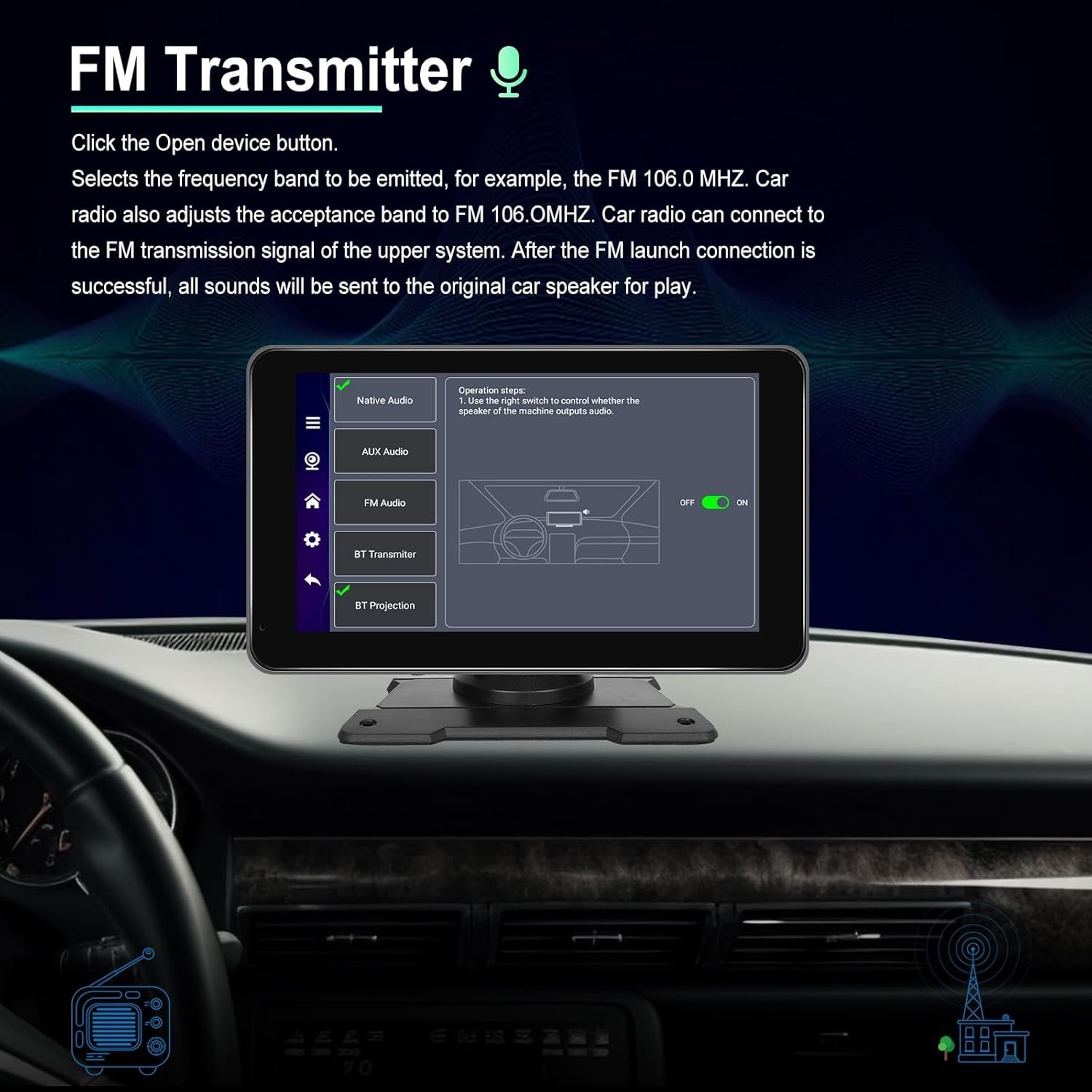 ⁦Écran Autoradio Portable 7P Tactile - CarPlay et Android Auto - شاشة السيارة الذكية المحمولة 7 بوصة تدعم كربلاي وأندرويد أوتو⁩ - الصورة ⁦8⁩