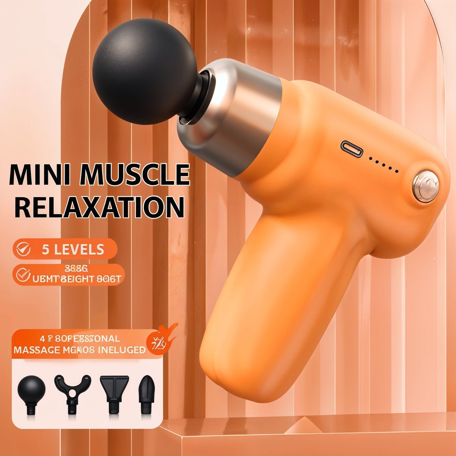 Pistolet de massage silencieux professionnel à 5 vitesses, léger et portable