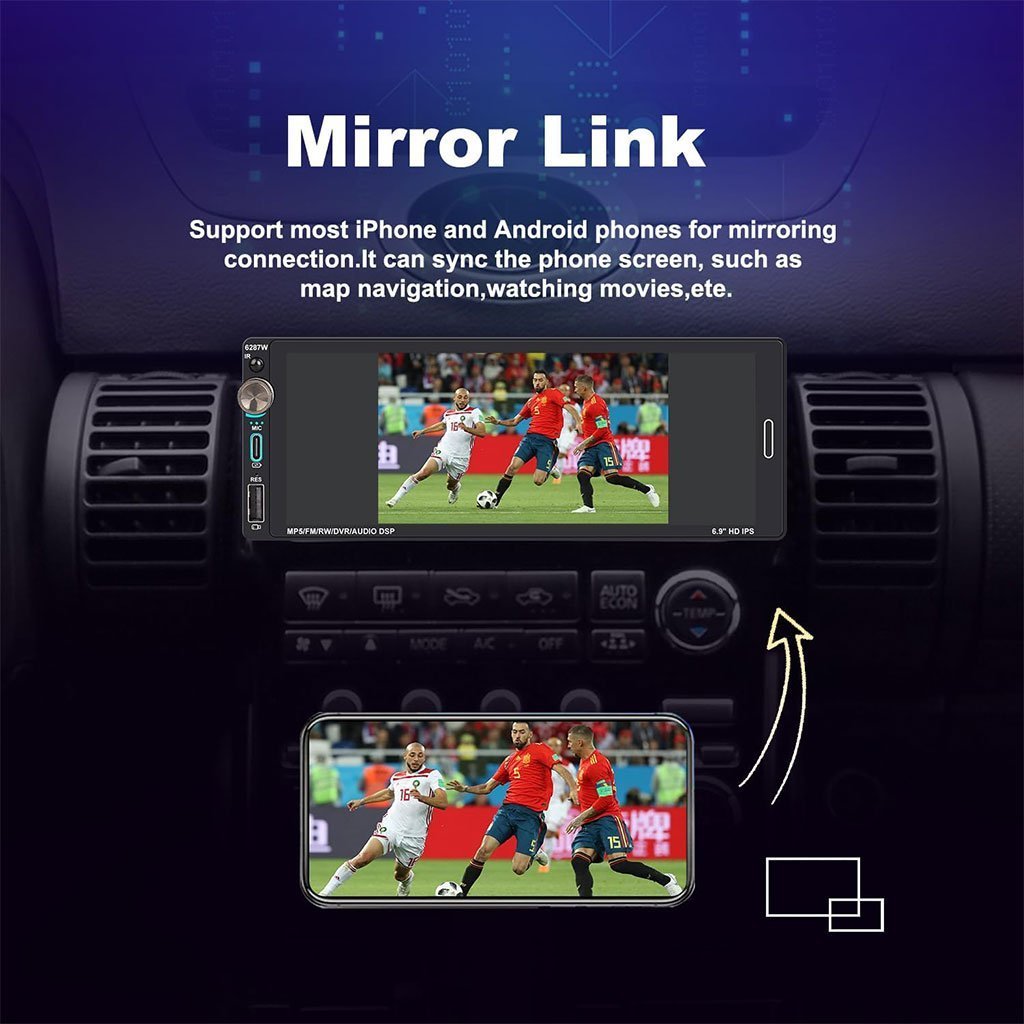 Autoradio 1 DIN avec écran Tactile de 6,9 Pouces Compatible avec Apple CarPlay Wireless/Android Auto - جهاز راديو سيارة - الصورة 4