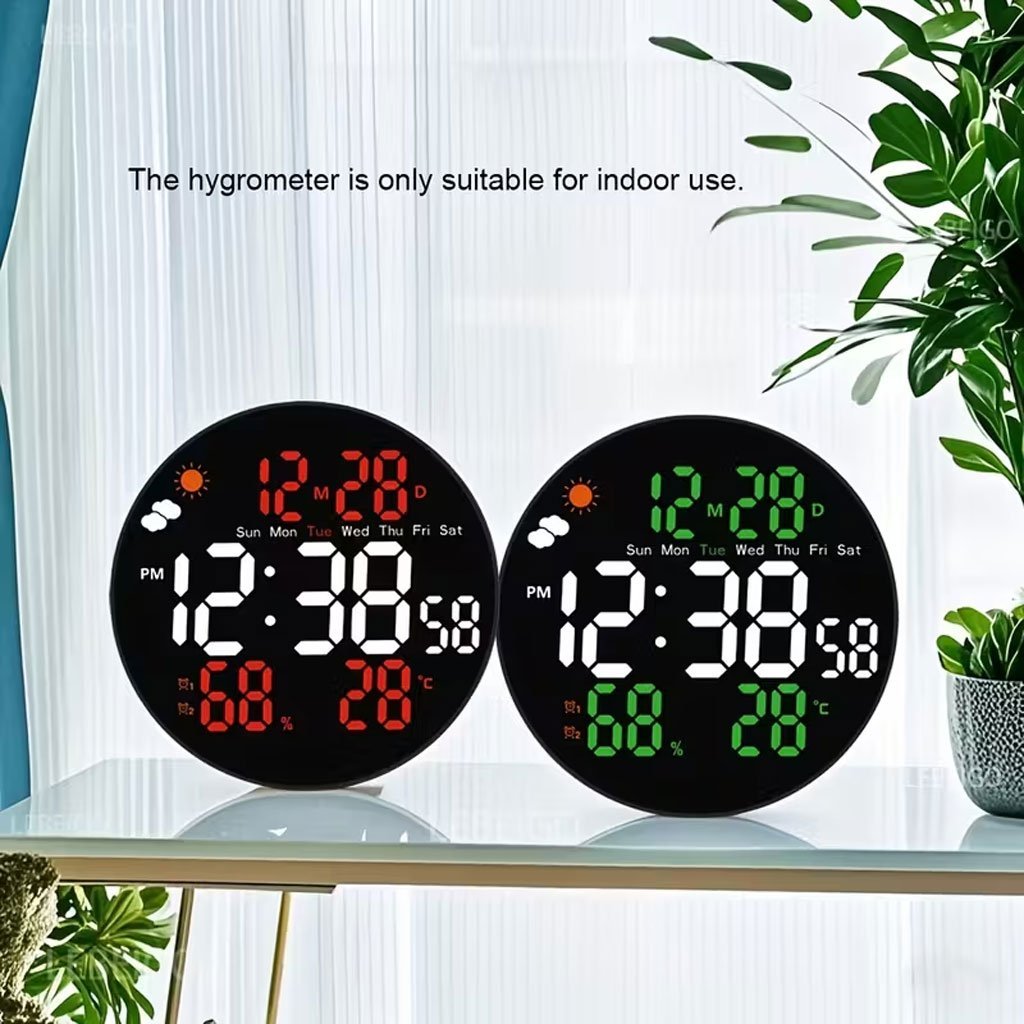 ⁦Horloge murale ronde avec télécommande et grand écran LED numérique DS-3853L - ساعة حائط دائرية تعمل بجهاز تحكم عن بعد مزودة بإضاءة رقمية⁩ - الصورة ⁦4⁩