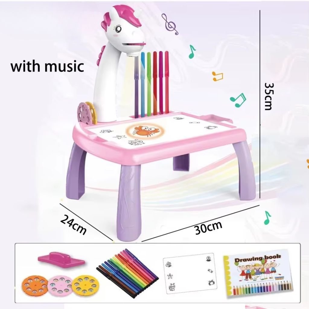 Jouet Projecteur de Dessin Aolieh, Table de Dessin Éducative pour Enfants avec Projecteur LED et Accessoires – لعبة جهاز عرض الرسم للأطفال - الصورة 3