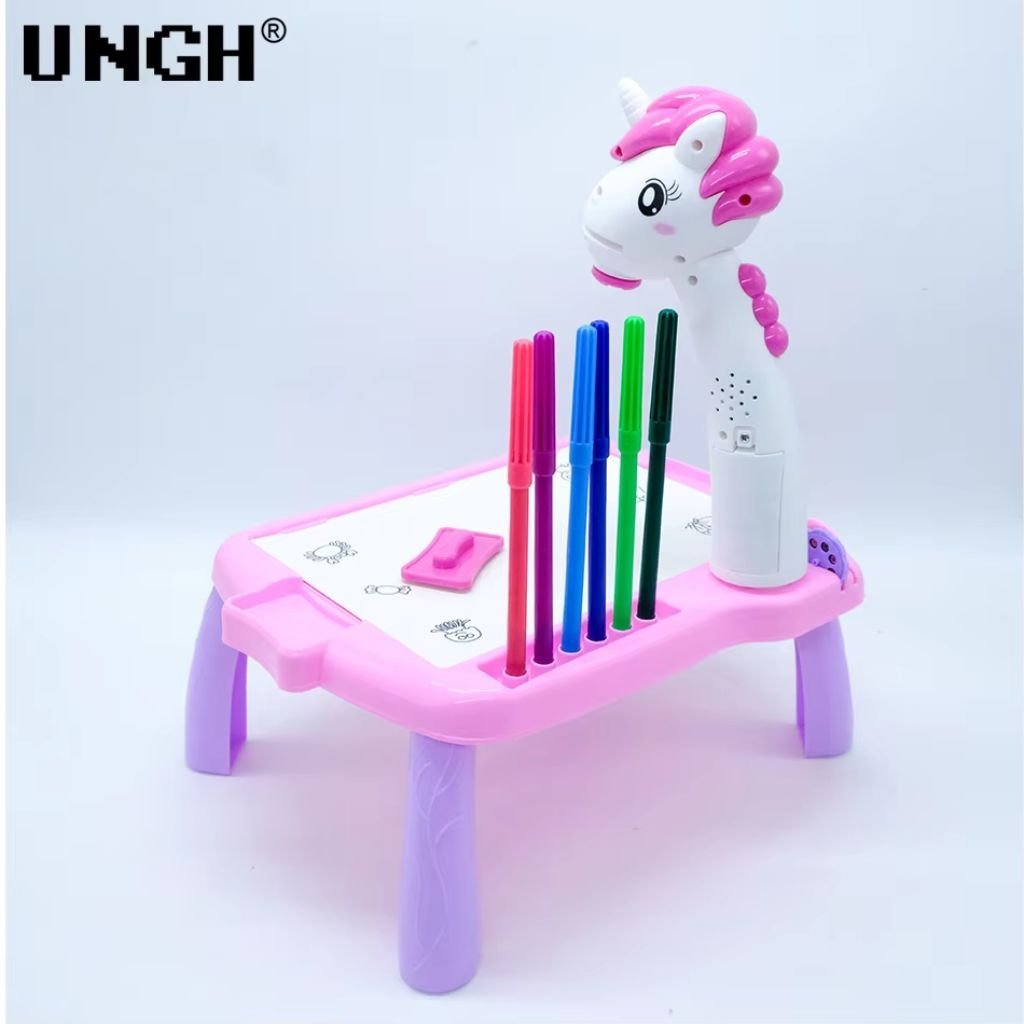 Jouet Projecteur de Dessin Aolieh, Table de Dessin Éducative pour Enfants avec Projecteur LED et Accessoires – لعبة جهاز عرض الرسم للأطفال - الصورة 6