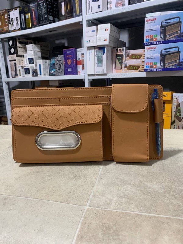 Sac de rangement universel pour pare-soleil de voiture avec étui à lunettes, porte - الصورة 3