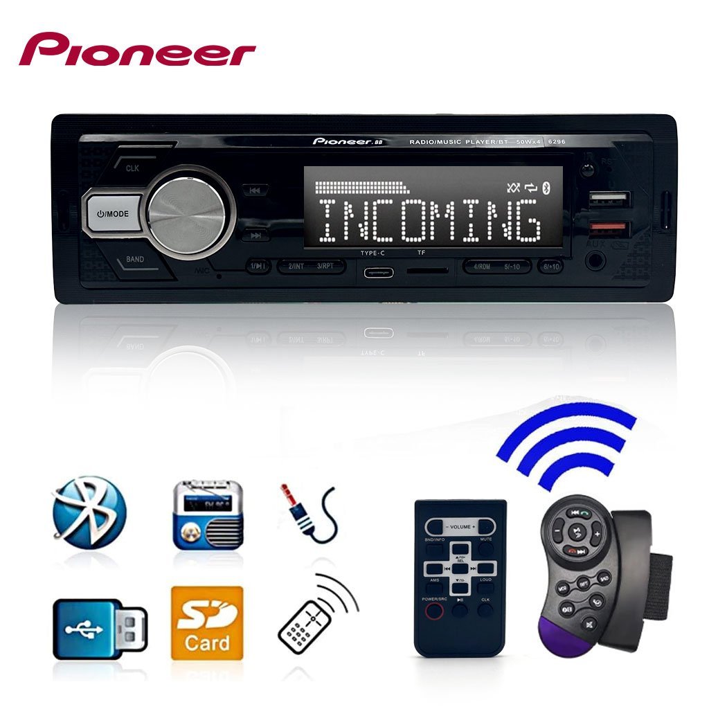Pioneer-6296BT FM Receiver u0026 MP3 Player pour Voitures - جهاز راديو سيارة بايونير الذكي مع بلوتوث وإضاءة