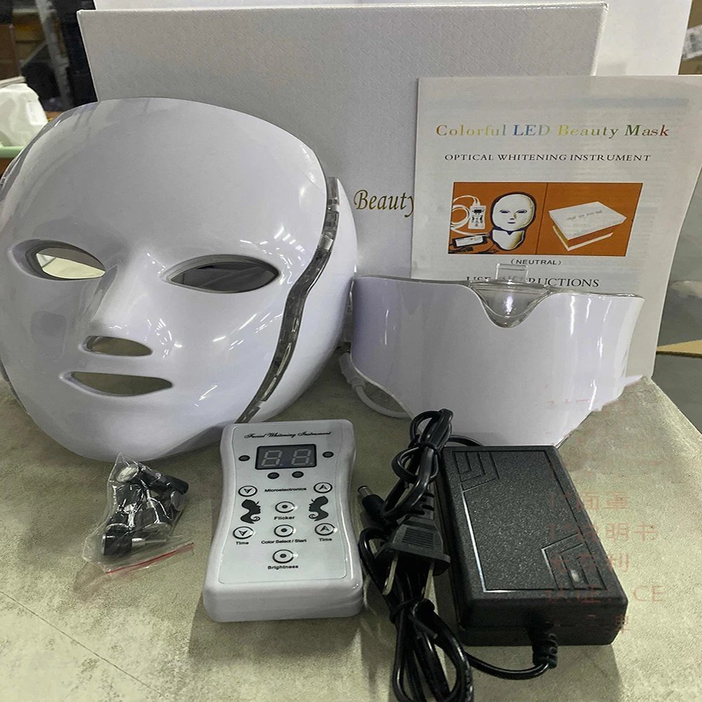 Masque facial photonique LED rajeunissement de la peau, thérapie des rides, 7 couleurs Visage Cou - الصورة 3