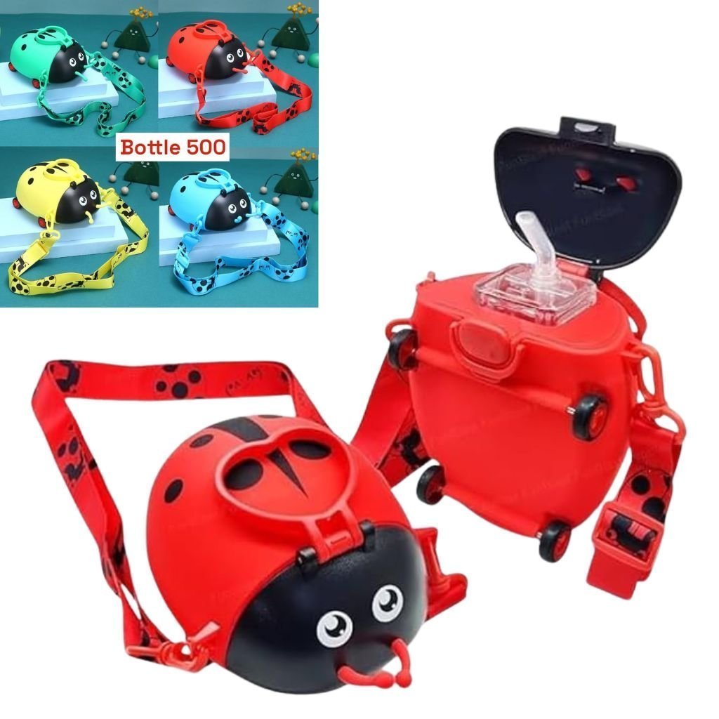 Gourde d'eau 500 ml avec Paille et Motif Cartoon pour Enfants