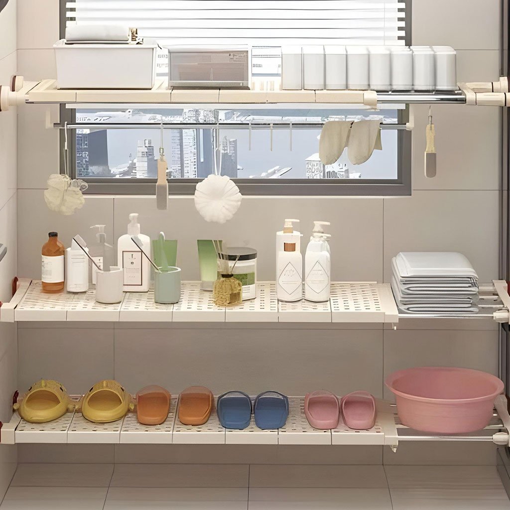 ⁦Étagère de placard mural extensible tuyau télescopique 1Pcs - رف خزانة حائط قابل للتمديد مزود بأنبوب تلسكوبي⁩ - الصورة ⁦3⁩