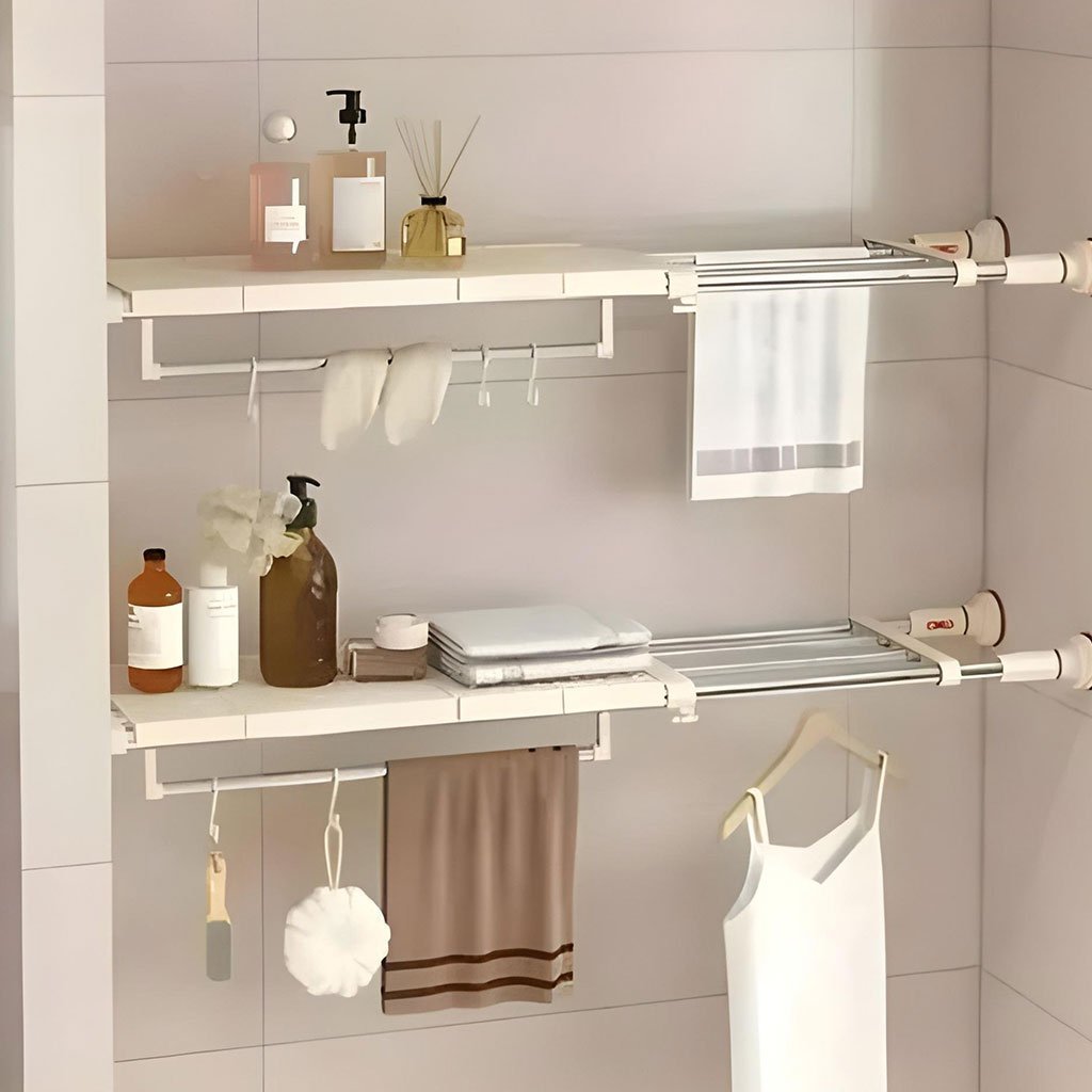 ⁦Étagère de placard mural extensible tuyau télescopique 1Pcs - رف خزانة حائط قابل للتمديد مزود بأنبوب تلسكوبي⁩ - الصورة ⁦6⁩
