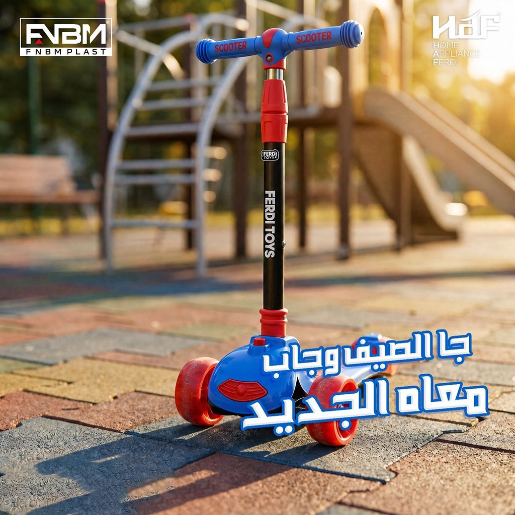 ⁦Trottinette Wave Ferdi Toys pour Enfants Hauteur Réglable - سكوتر أطفال بإضاءة وموسيقى⁩ - الصورة ⁦2⁩