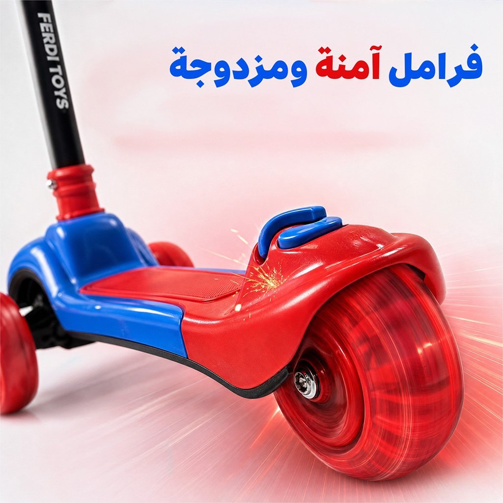 ⁦Trottinette Wave Ferdi Toys pour Enfants Hauteur Réglable - سكوتر أطفال بإضاءة وموسيقى⁩ - الصورة ⁦3⁩