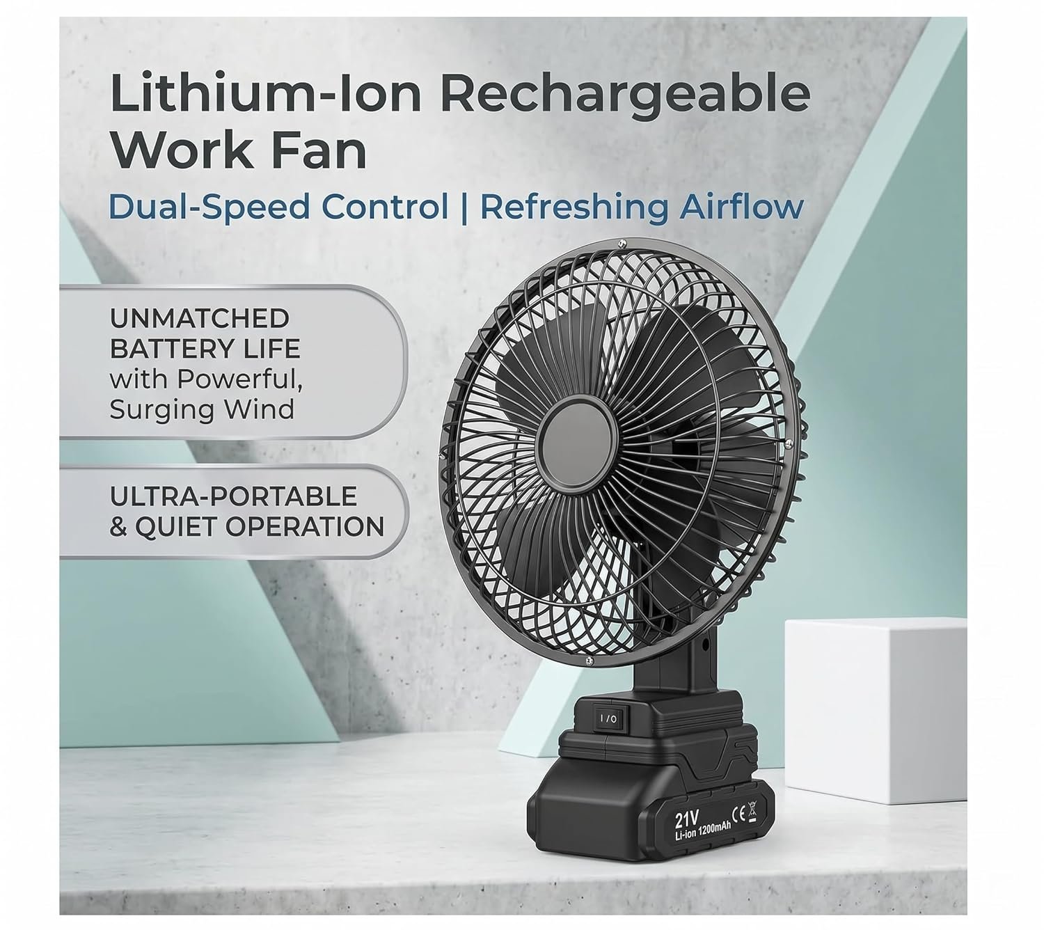 Ventilateur de Table Rechargeable avec Batterie Lithium 24V - مروحة مع بطارية كبيرة قابلة للشحن - الصورة 11