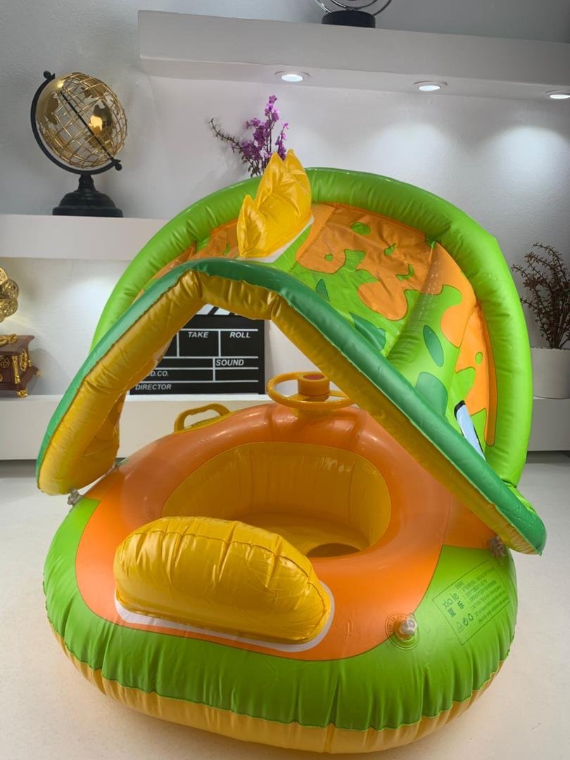 ⁦Bouée de natation gonflable pour bébé avec toit et Claxone – عوامة أطفال مع مظلة⁩ - الصورة ⁦3⁩