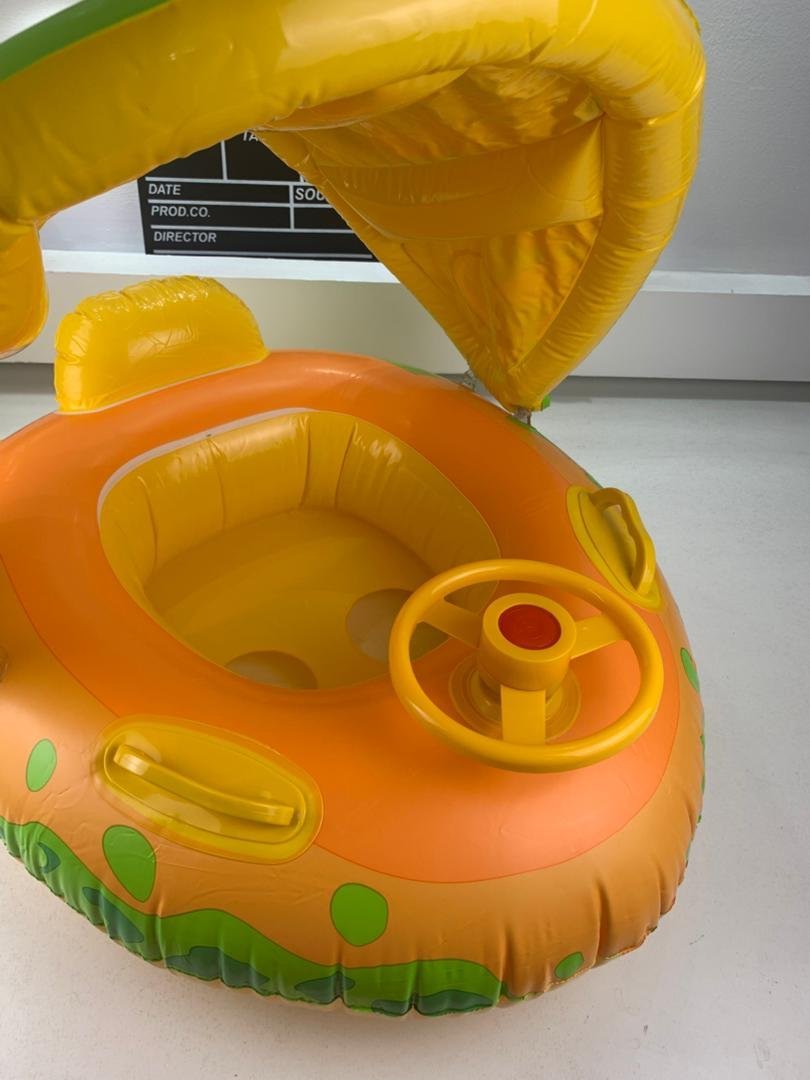 ⁦Bouée de natation gonflable pour bébé avec toit et Claxone – عوامة أطفال مع مظلة⁩ - الصورة ⁦5⁩