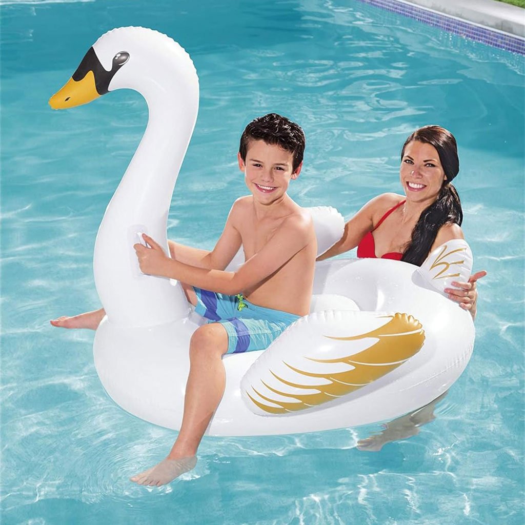 ⁦Bouée Géant Gonflable Cygne Avec 2 Poignées Bestway #41123⁩ - الصورة ⁦3⁩