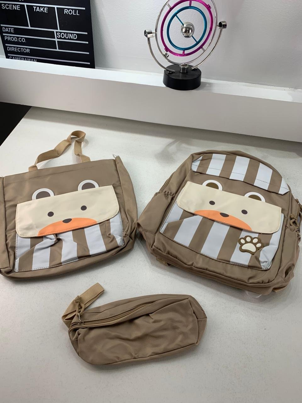 ⁦Ensemble de sacs d’école Kawai pour adolescents 3Pcs Ours Beige – محفظة 3 قطع كاواي بيج⁩ - الصورة ⁦2⁩