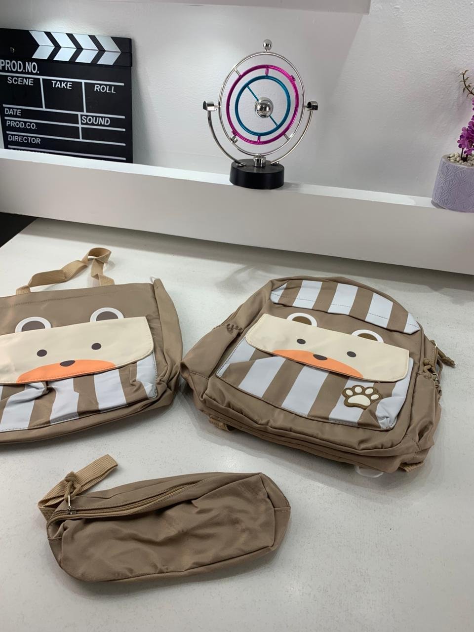 ⁦Ensemble de sacs d’école Kawai pour adolescents 3Pcs Ours Beige – محفظة 3 قطع كاواي بيج⁩ - الصورة ⁦3⁩