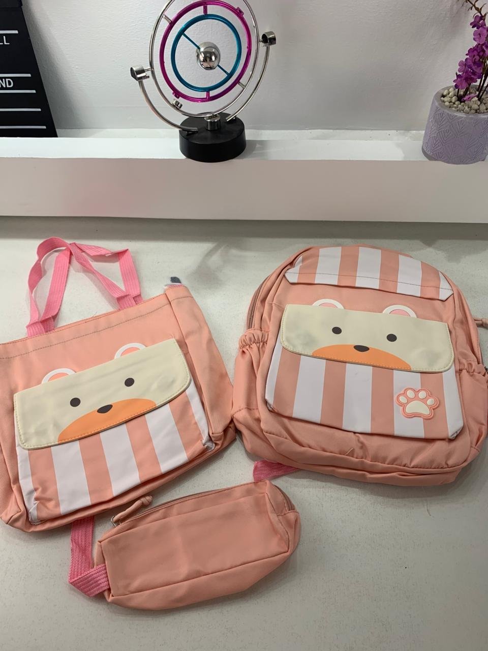 ⁦Ensemble de sacs d’école Kawai pour adolescents 3Pcs Ours Rose – محفظة 3 قطع كاواي وردي⁩ - الصورة ⁦2⁩