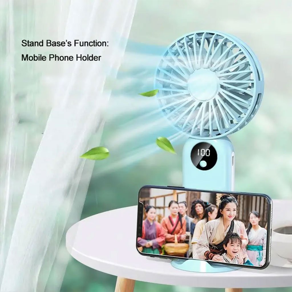 ⁦Mini ventilateur portable avec batterie 2400 mAh, léger, 3 vitesses, base mobile مروحة المحمولة بثلاث سرعات ومنفذ USB⁩ - الصورة ⁦6⁩