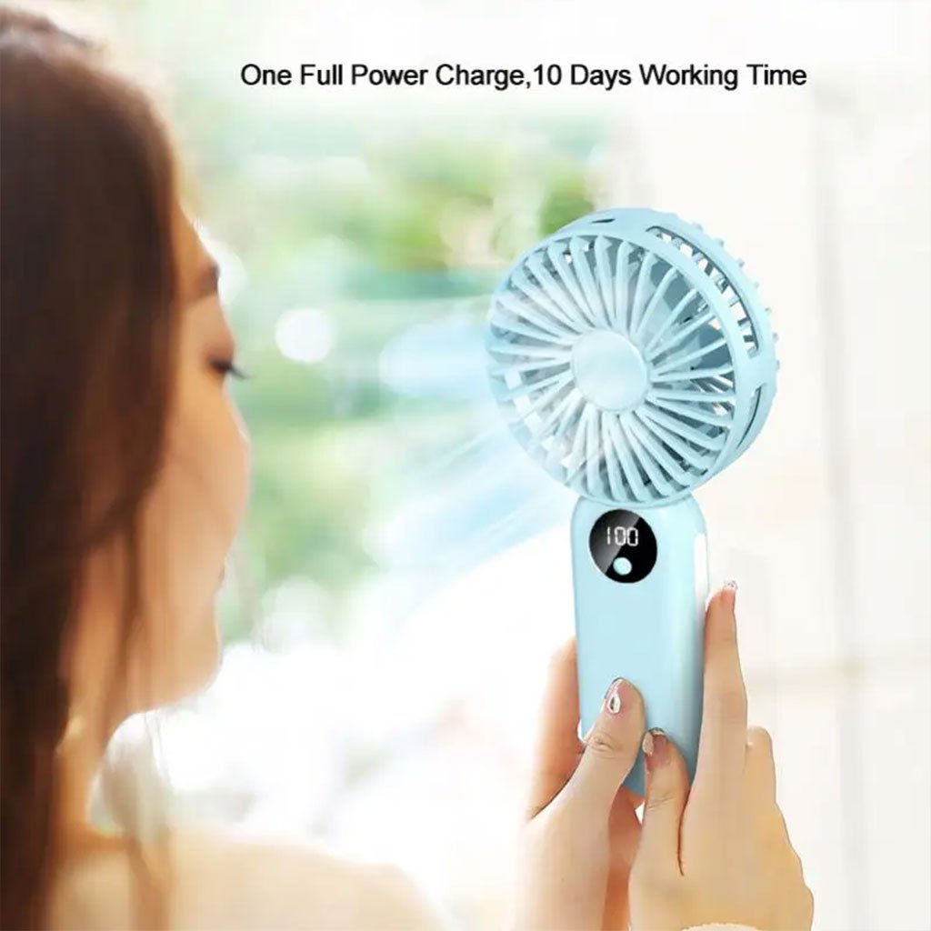 ⁦Mini ventilateur portable avec batterie 2400 mAh, léger, 3 vitesses, base mobile مروحة المحمولة بثلاث سرعات ومنفذ USB⁩ - الصورة ⁦7⁩