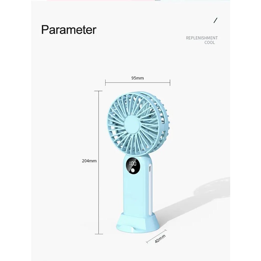 ⁦Mini ventilateur portable avec batterie 2400 mAh, léger, 3 vitesses, base mobile مروحة المحمولة بثلاث سرعات ومنفذ USB⁩ - الصورة ⁦9⁩