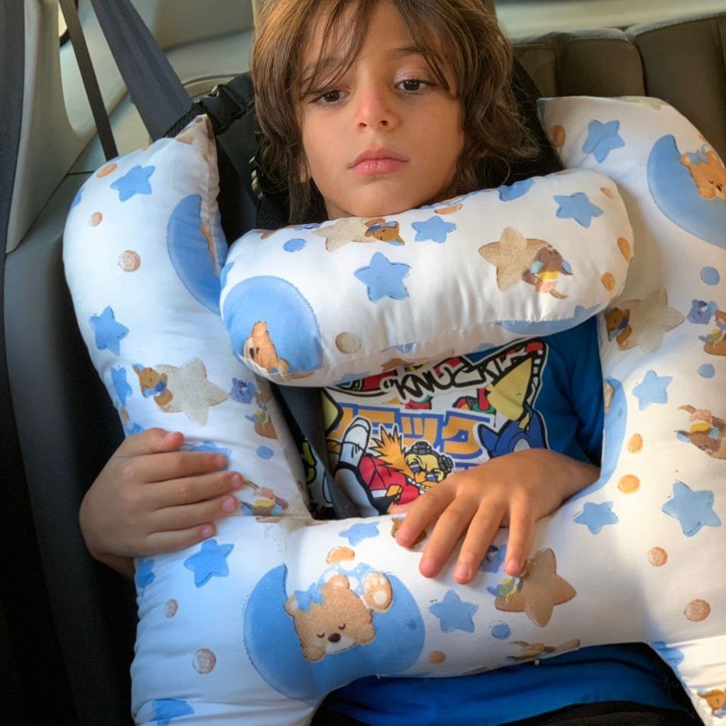 ⁦Oreiller de voyage et Sécurité pour enfant et adulte, support de tête en forme de H⁩ - الصورة ⁦3⁩