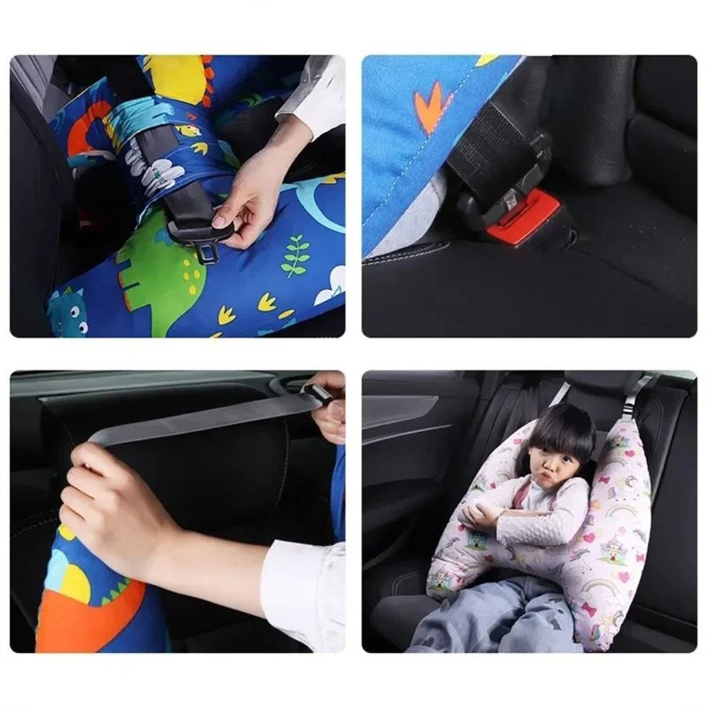 ⁦Oreiller de voyage et Sécurité pour enfant et adulte, support de tête en forme de H⁩ - الصورة ⁦9⁩