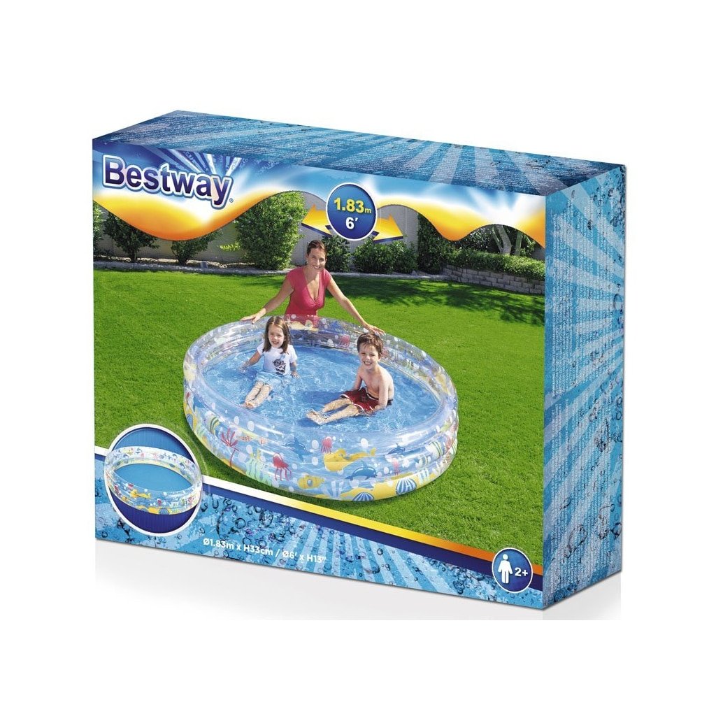 ⁦Piscine Gonflable Ronde Transparente Pour Enfants 183 x 33cm Bestway #51005⁩ - الصورة ⁦2⁩