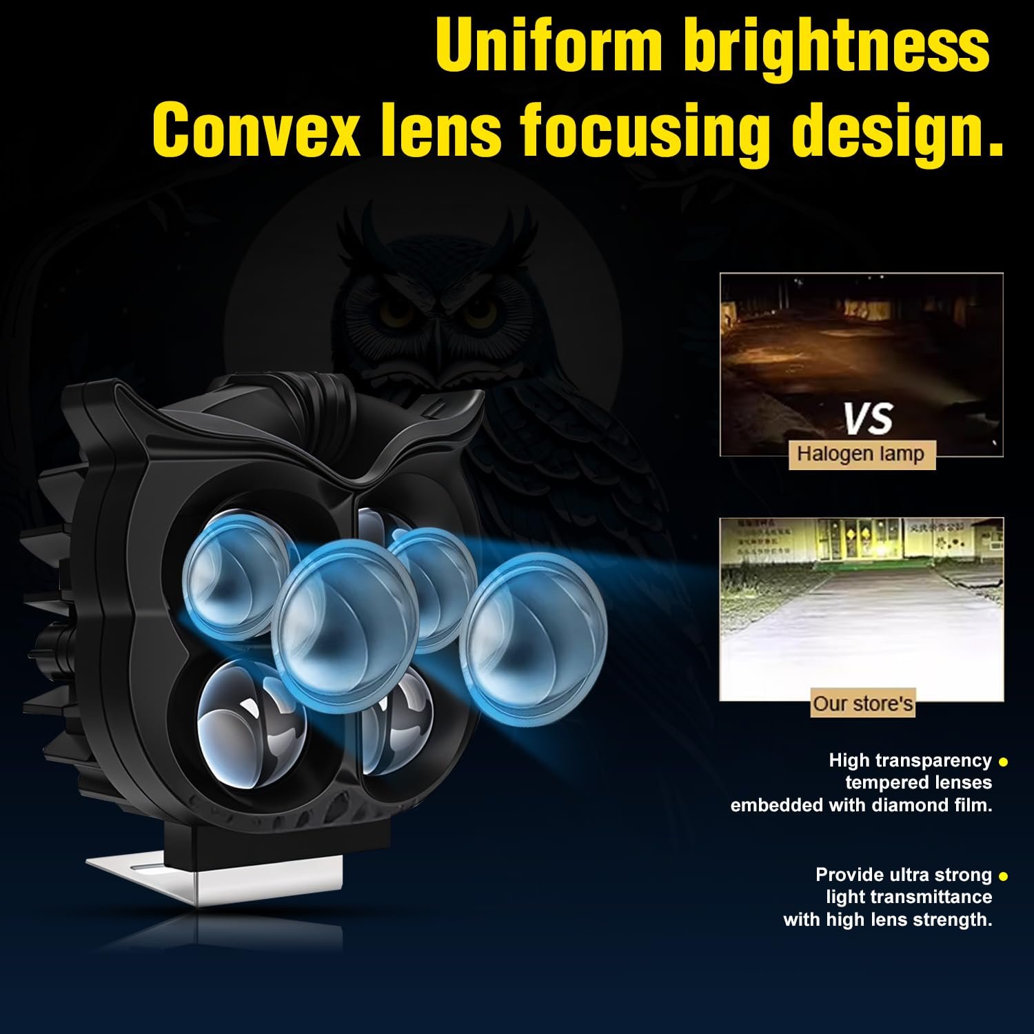 ⁦Projecteur Antibrouillard LED Forme Chouette 40W - Éclairage Jaune/Blanc ET Devil Eye Rouge - مصابيح ضباب ليد بتصميم عين البومة⁩ - الصورة ⁦15⁩