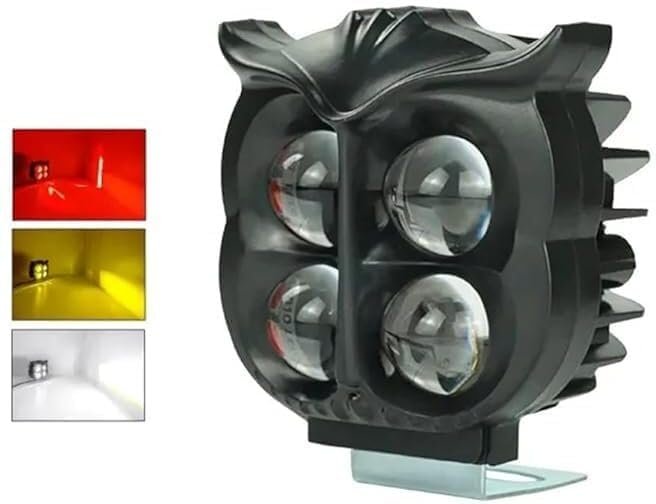 ⁦Projecteur Antibrouillard LED Forme Chouette 40W - Éclairage Jaune/Blanc ET Devil Eye Rouge - مصابيح ضباب ليد بتصميم عين البومة⁩ - الصورة ⁦2⁩