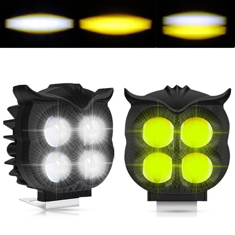 ⁦Projecteur Antibrouillard LED Forme Chouette 40W - Éclairage Jaune/Blanc ET Devil Eye Rouge - مصابيح ضباب ليد بتصميم عين البومة⁩ - الصورة ⁦5⁩