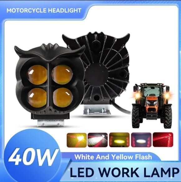 ⁦Projecteur Antibrouillard LED Forme Chouette 40W - Éclairage Jaune/Blanc ET Devil Eye Rouge - مصابيح ضباب ليد بتصميم عين البومة⁩ - الصورة ⁦6⁩